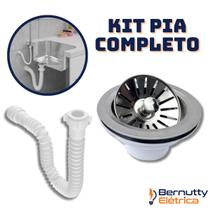 Kit Válvula Americana Inox 4.1/2 + Sifão Extensivo Universal Branco