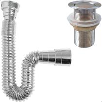 Kit Valvula Click e Sifao Sanfonado Cromado Universal e Banheiro Ralo De Pia Inox 1 1/4 Tampa Pequena Tubo Flexivel Ajustável Escoamento Lavatorio Kit Valvula Click e Sifao Sanfonado Cromado Universal e Banheiro Ralo De Pia Inox 1 1/4 Tampa Pequena Tubo Flexivel Ajustável Escoamento Lavatorio