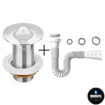Kit Válvula Lavatório Metal 7/8 Cuba Sifão Universal Extensivo Branco