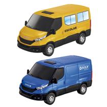 Kit Van de Brinquedo Iveco Daily Escolar + Van Iveco Furgão - Usual Brinquedos