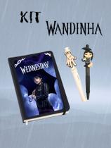 Kit Vandinha Wandinha adams Wednesday Caderneta pequena com caneta e lapis infinito idéia para presente menina adulto