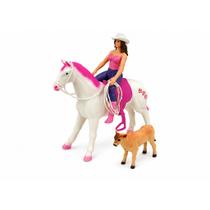 Kit Vaqueira Laçada com Cavalo e Bezerrinho DB Play 25cm Vinil Realista Fazendinha Kit Vaqueira Laçada com Cavalo e Bezerrinho DB Play 25cm Vinil Realista Fazendinha