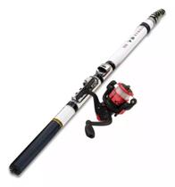Kit Vara De Pesca Telescópica 2,10 Metros Carbono Arenae Molinete 2 Rolamentos Manivela Lado Direito Esquerdo Ws-200