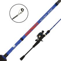 Kit Vara e Carretilha Maxpower Esquerda em Fibra de Carbono 1,80m Azul Pesca Brasil
