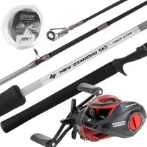 Kit Vara New Diamond 1,68m + Carretilha S22 e Linha mono Kit Vara New Diamond 1,68m + Carretilha S22 e Linha mono