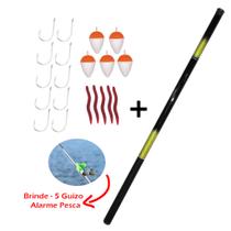 Kit Vara Pesca Telescópica 1,80Mt Retrátil de Mão (3-13lbs) Fibra de Vidro 40% Carbono