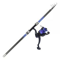 Kit Vara Pesca Telescópica 2,70 Metros 97% Carbono Alto Mar 45Lbs Molinete 10 Rolamentos Lado Direito Esquerdo Gm 4000