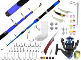 Kit Vara Telescópica 1,70m + Molinete + Acessórios (Ref. 58)