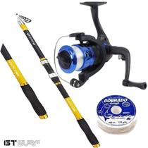 Kit Vara Telescópica Gt Surf 2,40 Molinete Carretel com Linh