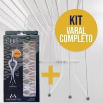 Kit Varal 1,50 metro com 10 varetas + Vareta Mais + Prendedores
