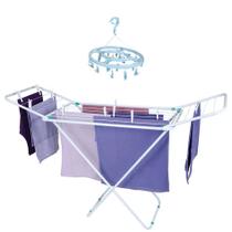 Kit Varal Chão Com Abas 144cm Aço Roupas Dobrável + Mini Varal Redondo Prendedor - Mor Kit Varal Chão Com Abas 144cm Aço Roupas Dobrável + Mini Varal Redondo Prendedor - Mor