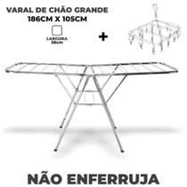 kit Varal De Chão Aço Inox Reforçado Dobrável + Mini Varal Aéreo