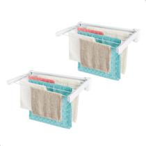Kit Varal De Parede Retrátil Branco 2 Unidades