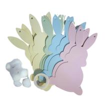 Kit Varal de Pascoa com Mini coelho e Pompom Candy color