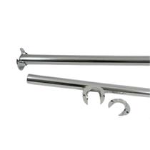 Kit varão de aço roseta simples metalizado 0,80 metros 19mm 2 suportes - Vitoria Cortinas Decoraçoes