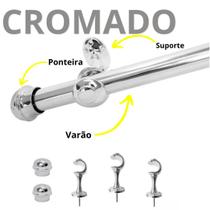 Kit Varão de Alumínio Para Cortina 2,00 Metros 19mm com emenda VARIAS CORES