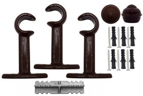 Kit Varão De Cortina Pratiko 19mm x 2,50m Imbuia Bella Arte