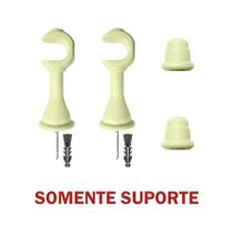 Kit Varão de Madeira Para Cortina Simples 2,00 Metros 19mm com Ponteira e Suporte cor:Somente Acessórios Palha