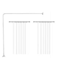 Kit Varao em L Suporte haste Banheiro Box BRANCO 100X100cm + 2 Cortina Box LISA - BRANCA Kit Varao em L Suporte haste Banheiro Box BRANCO 100X100cm + 2 Cortina Box LISA - BRANCA