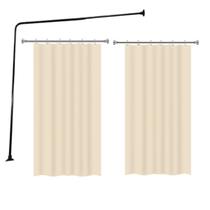 Kit Varao em L Suporte haste Banheiro Box Preto 100X100cm + 2 Cortina Box LISA - BEGE Kit Varao em L Suporte haste Banheiro Box Preto 100X100cm + 2 Cortina Box LISA - BEGE