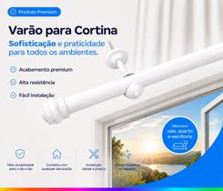 Kit Varão Simples Metálico 2 Metros 19mm para Cortina Completo com Suportes Kit Varão Simples Metálico 2 Metros 19mm para Cortina Completo com Suportes