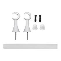 Kit Varão Suporte Simples Cortina Ponteira 19Mmx2M Branco