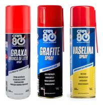 Kit Vaselina Spray Graxa Branca De Lítio Grafite Spray Car80 Kit Vaselina Spray Graxa Branca De Lítio Grafite Spray Car80