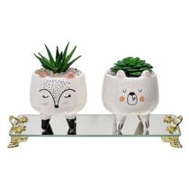 Kit Vasinhos De Bichinhos Gatinhos Com Suculentas E Bandeja Kit Vasinhos De Bichinhos Gatinhos Com Suculentas E Bandeja