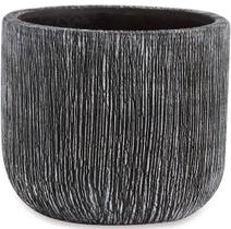 Kit Vaso Cachepot Preto Em Cimento Texturizado P