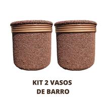 Kit Vaso De Barro Cerâmica Colorido 16cm Planta Com Furo
