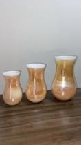 Kit Vaso de Mesa Golden Pequeno, Médio e Gigante Decoração 3 Peças Kit Vaso de Mesa Golden Pequeno, Médio e Gigante Decoração 3 Peças