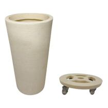 Kit Vaso De Planta 73cm E Suporte De Chão Com Roda