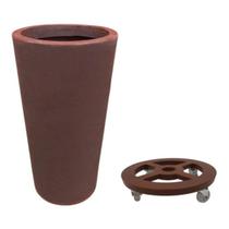 Kit Vaso De Planta 73cm E Suporte De Chão Com Roda Kit Vaso De Planta 73cm E Suporte De Chão Com Roda