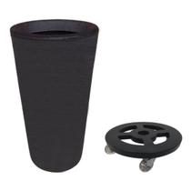 Kit Vaso De Planta 73cm E Suporte De Chão Com Roda