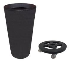 Kit Vaso De Planta 73cm E Suporte De Chão Com Roda