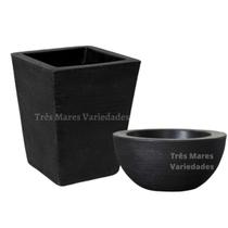 Kit Vaso De Planta Flor Decorativo Jardim Varanda Poliet P--preto Kit Vaso De Planta Flor Decorativo Jardim Varanda Poliet P--preto