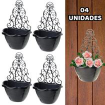 Kit Vaso De Plantas Modelo Arandela 2,5 Litros Preto de Parede