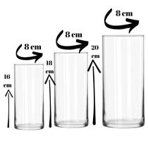 Kit Vaso de Vidro Cilíndrico Tubo Transparente para Decoração Festa Casa