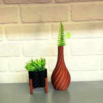 Kit Vaso e Cachepot Minimalista Preto e Cobre