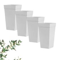 KIT Vaso Grande Rattan Quadrado 28 L Flores Plantas - 4 pçs Branco KIT Vaso Grande Rattan Quadrado 28 L Flores Plantas - 4 pçs Branco