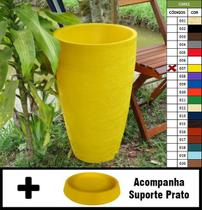 Kit Vaso Planta + Prato 65x40 Oval Moderno Polietileno