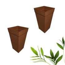 KIT Vaso Quadrado Rattan Grande 28 L - 2 pçs