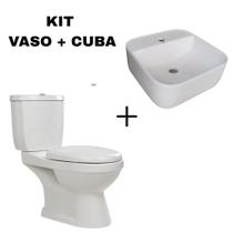 Kit Vaso Sanitário Basic + Cuba Cerâmica Apoio 40x40 cm