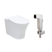 Kit Vaso Sanitário Convencional Tanzanita Branco e Ducha Manual Jacuí Pingoo.casa - Branco e Prata