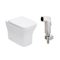Kit Vaso Sanitário Convencional Turmalina Branco e Ducha Manual Jacuí Pingoo.casa - Branco e Prata
