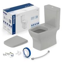 Kit Vaso Sanitário Incepa Boss Gris Stone Com Caixa Acoplada e Acessórios 1897230071100/1897230071108