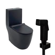 Kit Vaso Sanitário Monobloco Amazonita e Ducha Higiênica para Banheiro Jacuí - Preto Kit Vaso Sanitário Monobloco Amazonita e Ducha Higiênica para Banheiro Jacuí - Preto