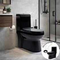 Kit Vaso Sanitário Monobloco e Acessórios Modaza Acqua Nero, 3 e 6 Litros, Preto