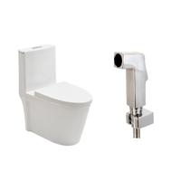 Kit Vaso Sanitário Monobloco Painita e Ducha Manual Jacuí Pingoo.casa - Branco e Prata