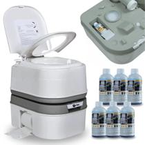 Kit Vaso Sanitario Porta Potti Ecocamp Comfort de 24 L + 6 Solventes para Banheiro Quimico Eco Bac Bus Ntk 250ml Nautika